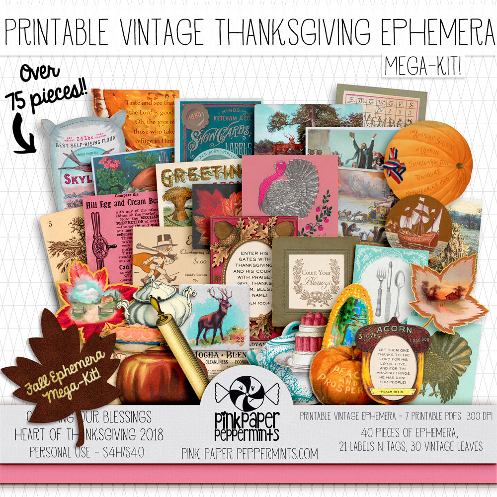 Heart of Thanksgiving 18 - B6 Vintage Printable Traveler's