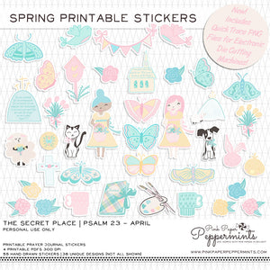 Printable Prayer Journal Stickers March  The Secret Place Collection –  Pink Paper Peppermints