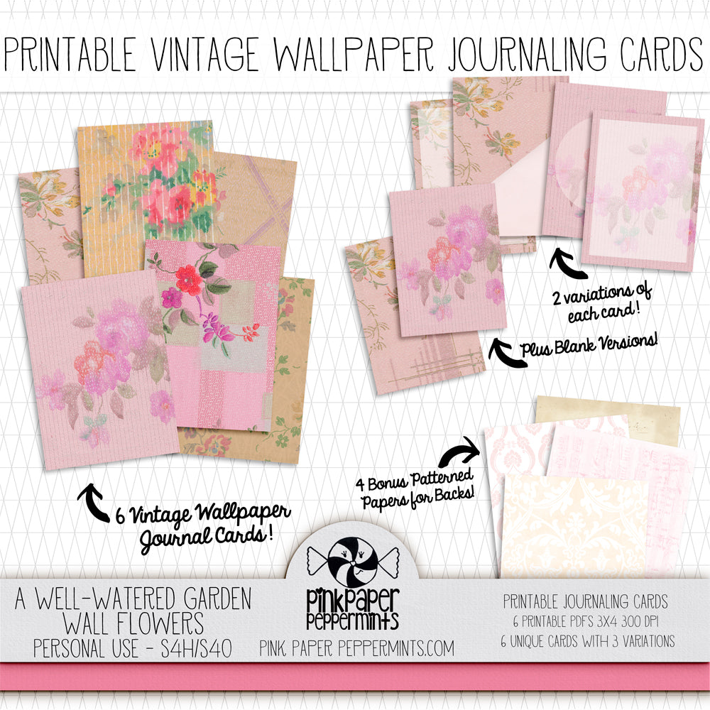 Printable Pink Floral Paper, Background Paper, Vintage Junk