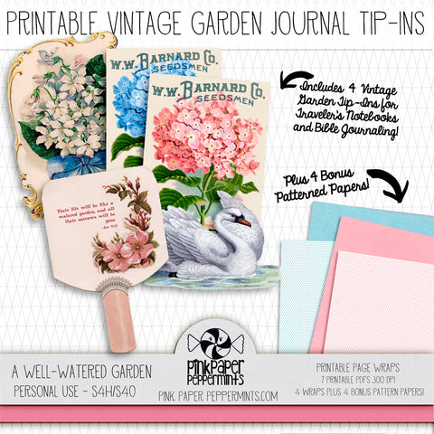 Summer Garden Journal Kit, Journal Pages, Book, Vintage, 5x7, Junk Journal  Kit, Printable Ephemera, Collage Sheet, Flowers, Printable Paper 